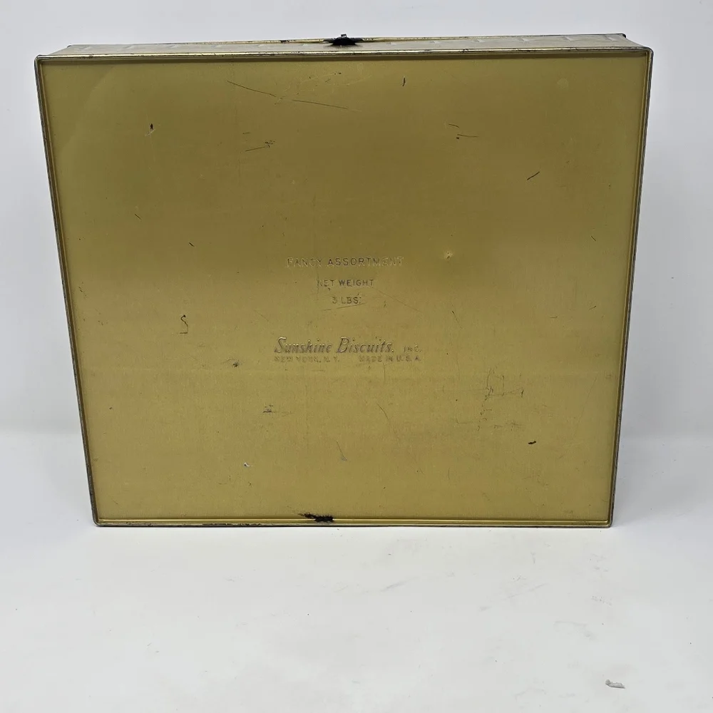 Vtg Sunshine biscuit tin box the capitol cherry trees lided scenery storage‎